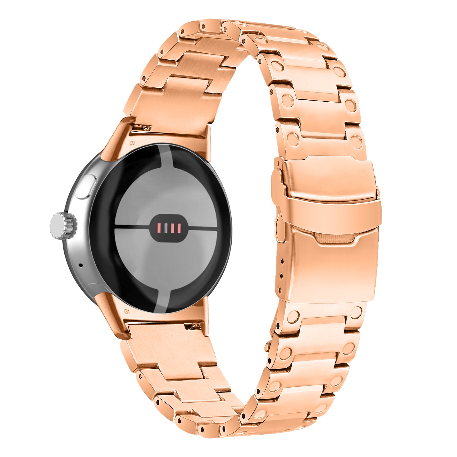 For Google Pixel Watch 2 Pixel Watch Three Bead Watch Band Stainless Steel Smart Watch Strap Replacement For Google Pixel Watch 2 Pixel Watch Three Bead Watch Band Stainless Steel Smart Watch Strap Replacement